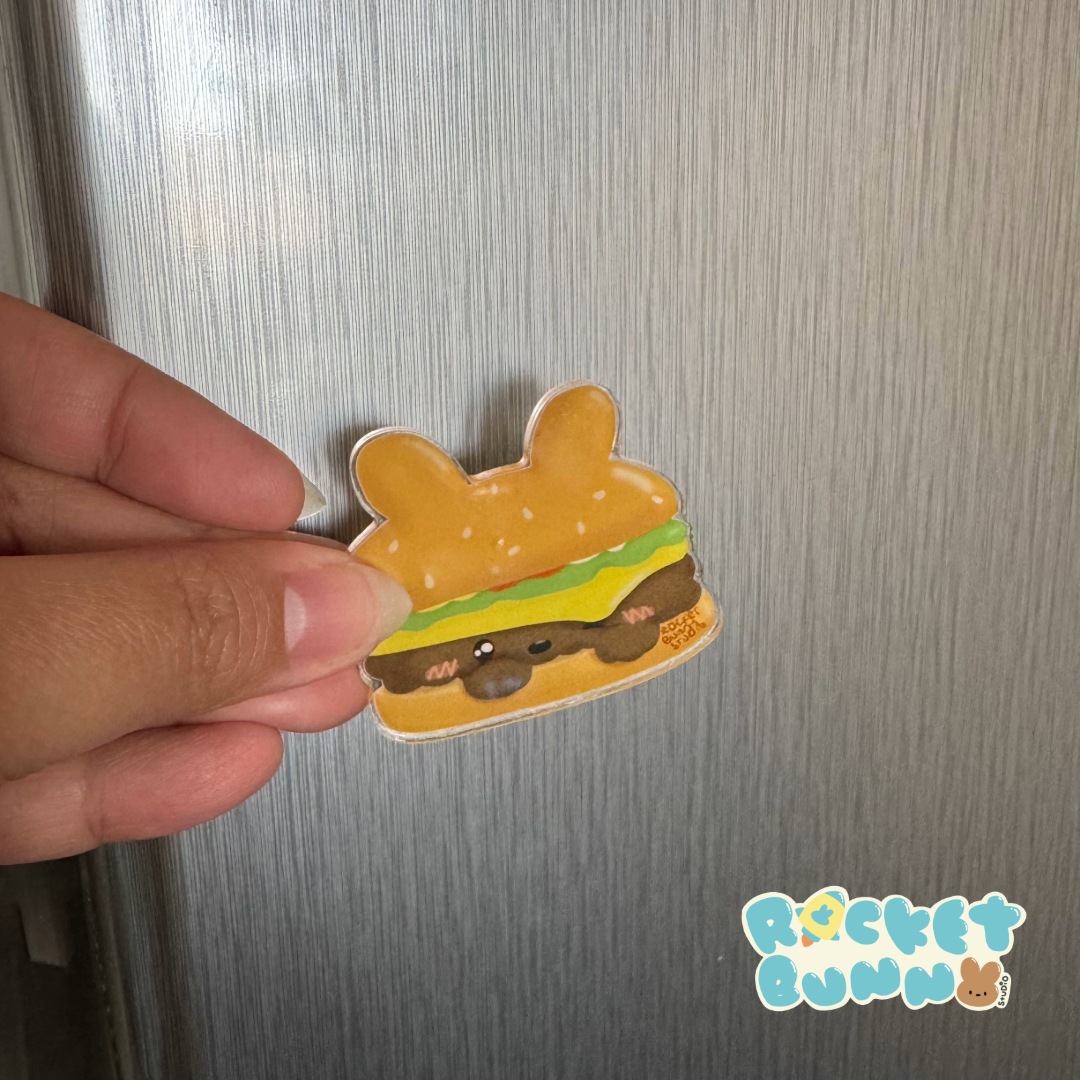 BunPuns - Cheese-BUN-ger Acrylic Magnet