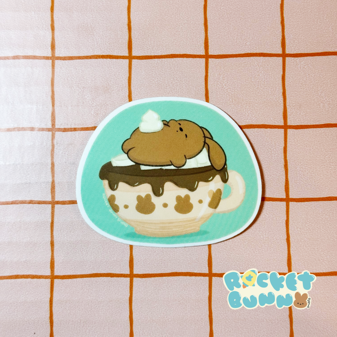 Winter Hot Cocoa Bun Die-Cut Sticker