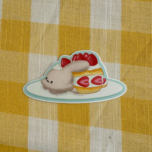 Strawberry BUN-Cake “Bun-Puns” Die-Cut Sticker
