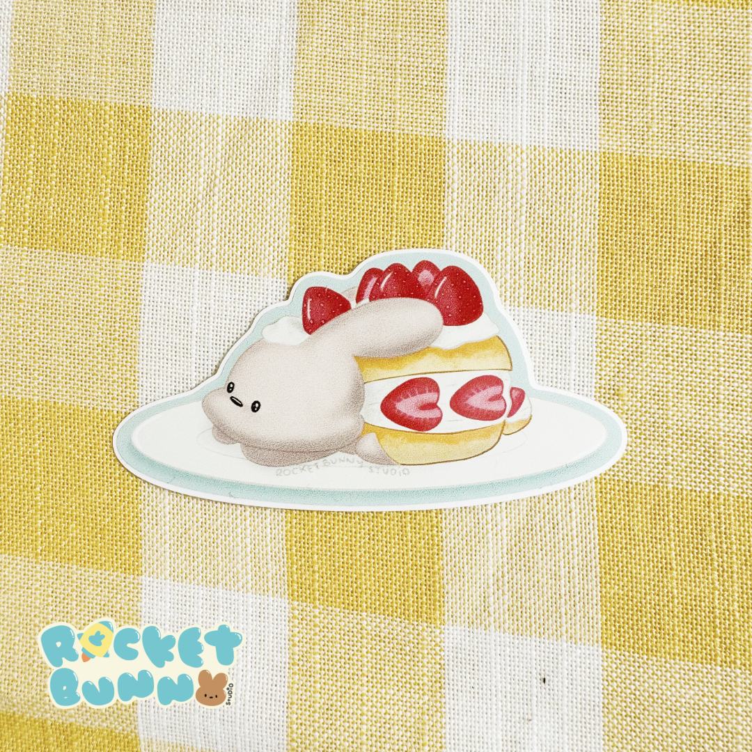 BunPuns - Strawberry BUN-Cake Die-Cut Sticker