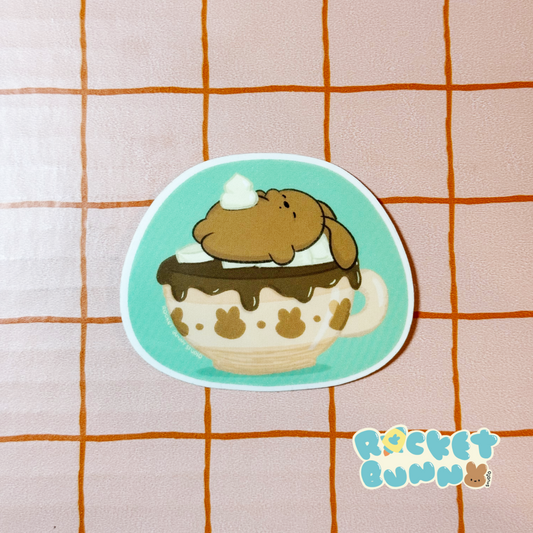 Winter Hot Cocoa Bun Die-Cut Sticker