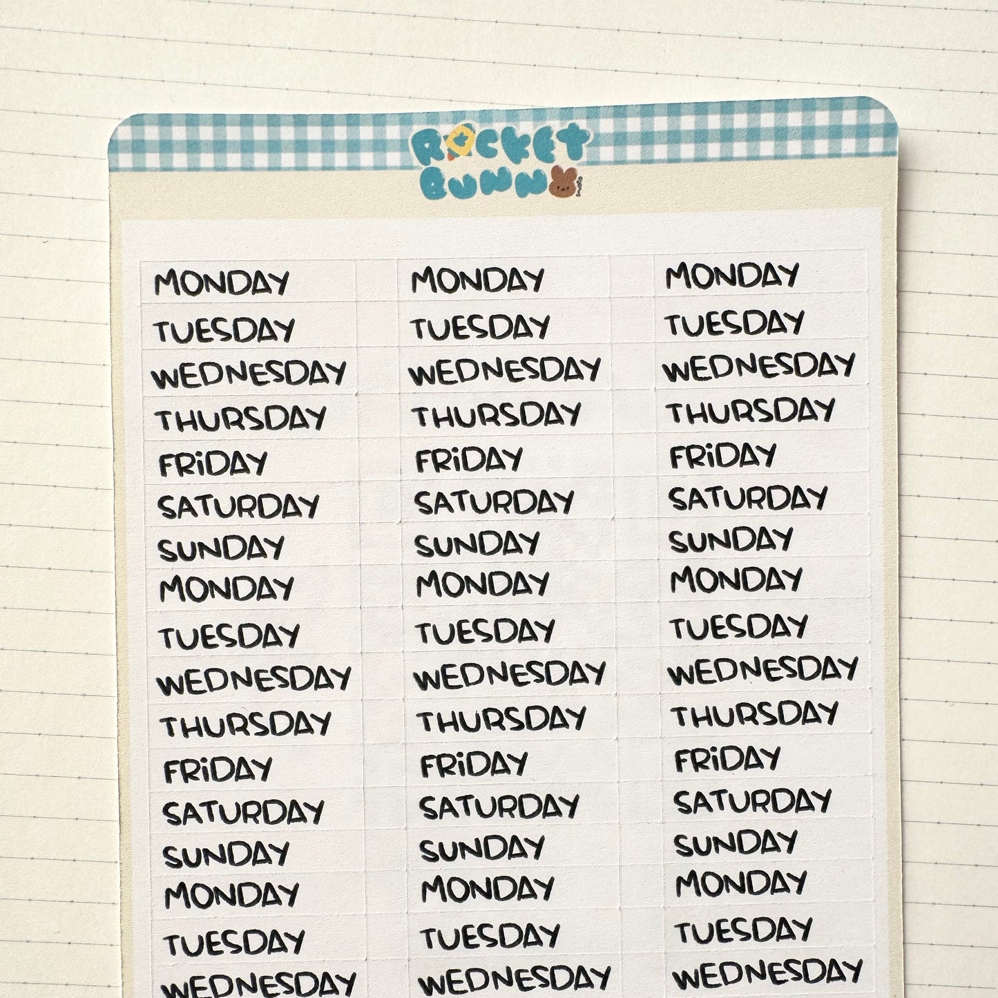 BunBook Sticker Sheets - Days of the Week